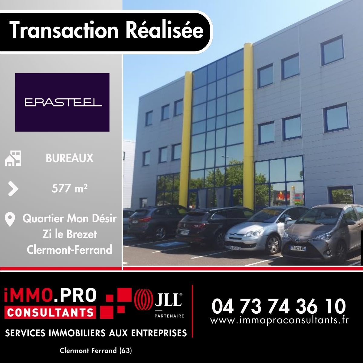 TRANSACTION RÉALISÉE ] – ERASTEEL -570 M² DE BUREAUX 